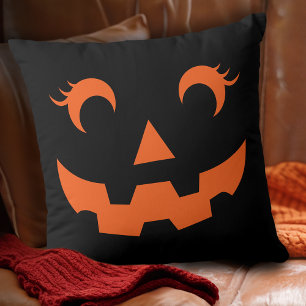 Cute Halloween Jack O'Lantern Pumpkin Ansikte Blac Kudde