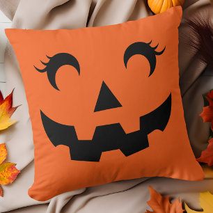 Cute Halloween Jack O'Lantern Pumpkin Ansikte Oran Kudde