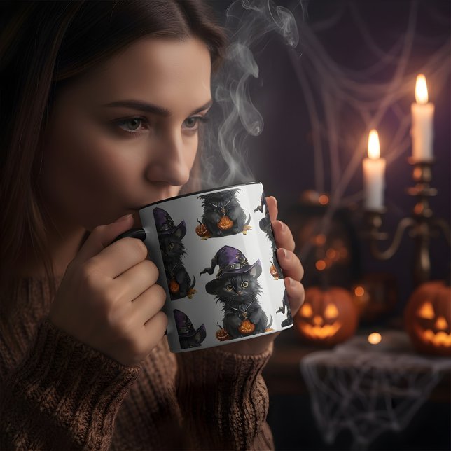 Cute Halloween-katt i Halloween-kodutformning Mugg (Skapare uppladdad)