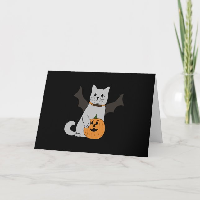 Cute Halloween-katt med en pumkin Kredit Card Bott Kort (Framsida)
