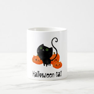 Cute Halloween-katt med pumpor Kaffemugg