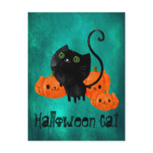 Cute Halloween-katt med pumpor
