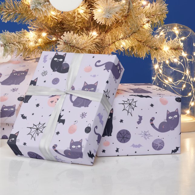 Cute Halloween-kattens lila Presentpapper (Helgdagar)