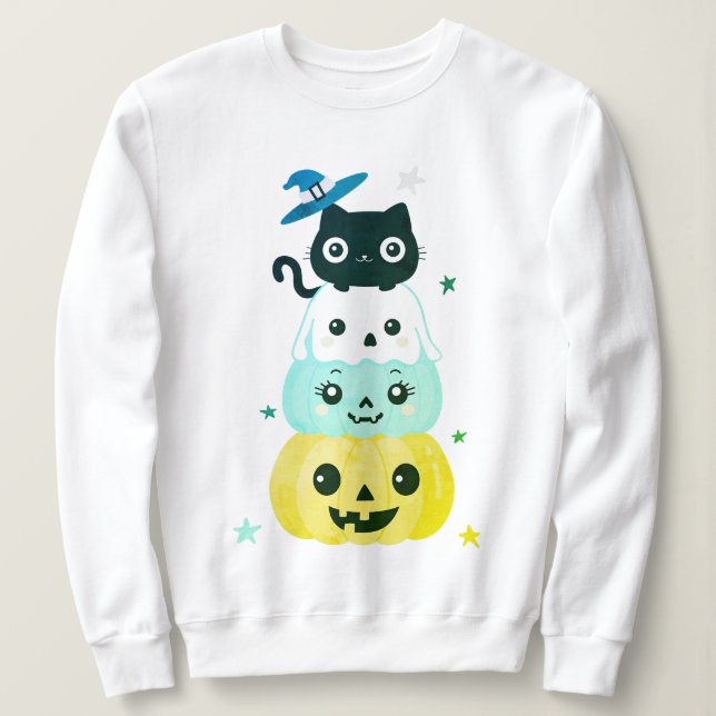 Cute Halloween Kawaii Character Sweatshirt T Shirt (Design framsida)