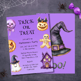 Cute Halloween Kids Party Bus eller godis Inbjudningar