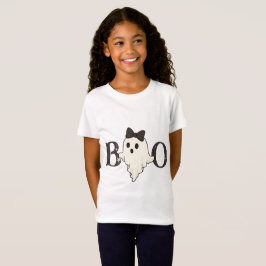 Cute Halloween Kids T-Shirt - Boo Ghost med Bow
