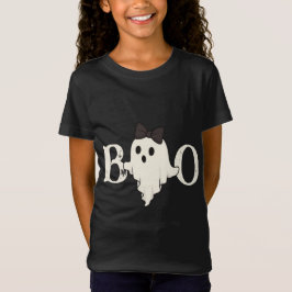 Cute Halloween Kids T-Shirt - Boo Ghost med Bow
