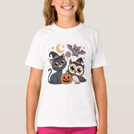 Cute Halloween KidsCat Owl Tee