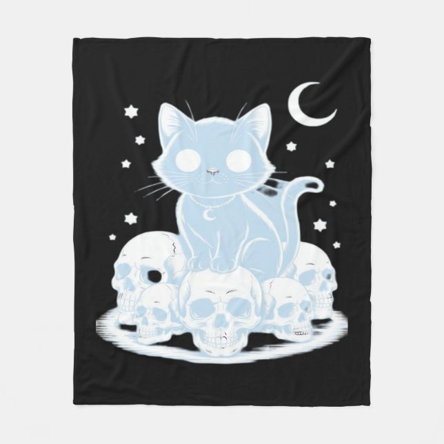 Cute Halloween Kitten Cat gotiic Aesthetic Essenti Fleecefilt (Framsidan)