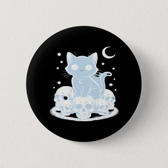 Cute Halloween Kitten Cat gotiic Aesthetic Essenti Knapp (Framsida)