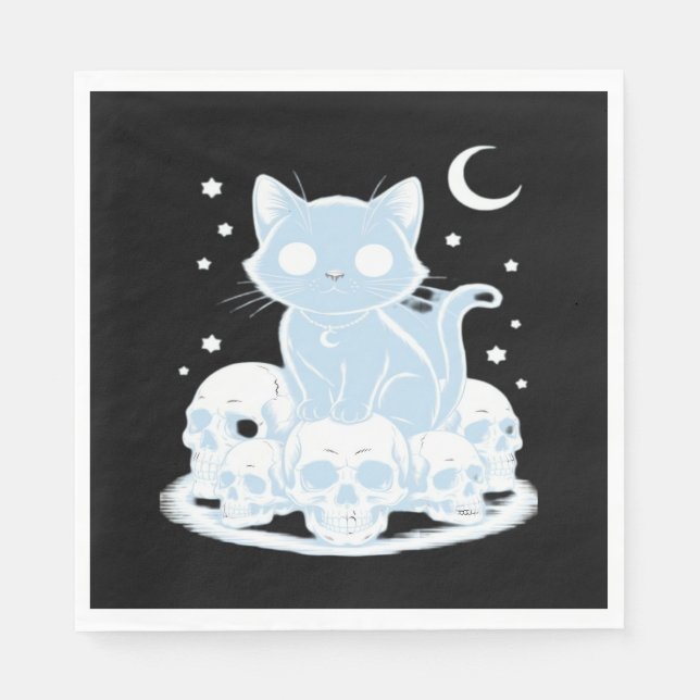 Cute Halloween Kitten Cat gotiic Aesthetic Essenti Pappersservett (Framsidan)