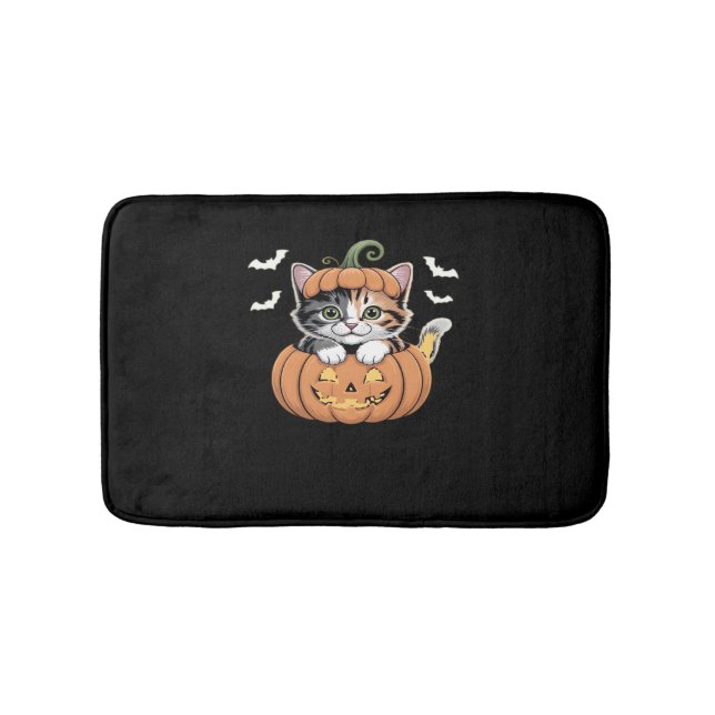 Cute Halloween Kitten i en Pumpkin Classic T-Shirt Badrumsmatta (Framsidan)