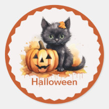Cute Halloween Kitten och Pumpkin Sticker