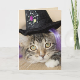 Cute Halloween Kitten Witch Kort