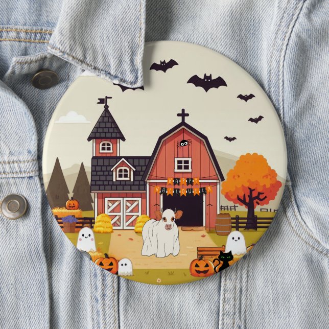 Cute Halloween ko och farm Knapp (In Situ)