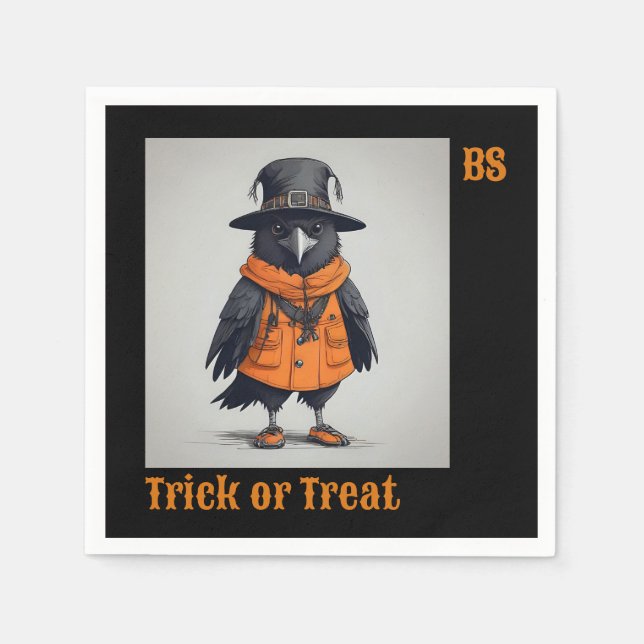 Cute Halloween kråka i Disguise | festlig Pappersservett (Framsidan)