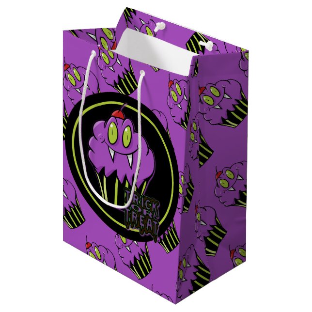 Cute Halloween Lila Vampire Cuptårta Gift Bag 2 (Framsidan Vinklad)