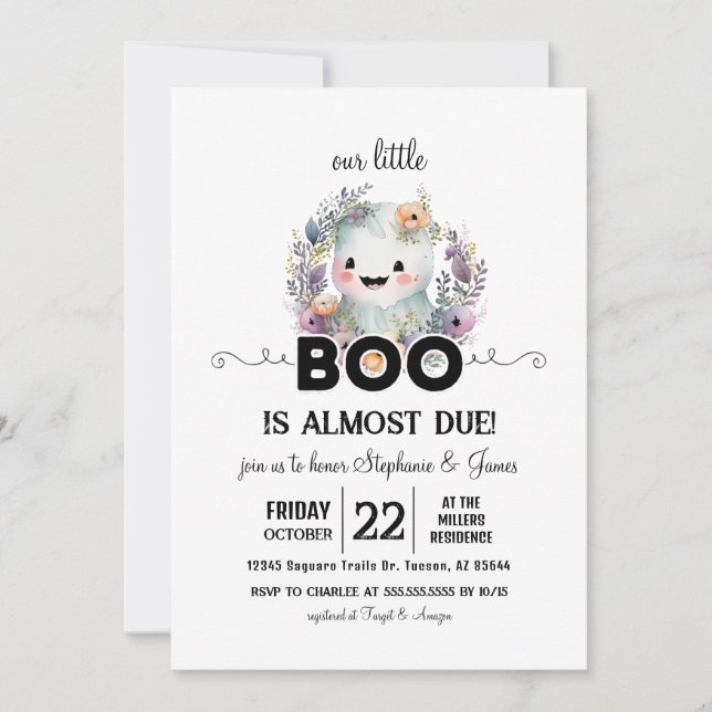 Cute Halloween Little Boo Baby Shower-inbjudan Inbjudningar (Framsida)