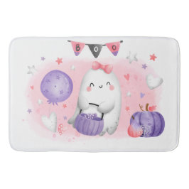 Cute Halloween Little Boo Girl Ghost Bath Mat Badrumsmatta