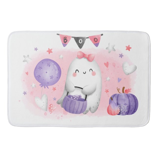 Cute Halloween Little Boo Girl Ghost Bath Mat Badrumsmatta (Framsidan)