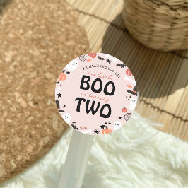 Cute Halloween Little BOO svänger 2:a födelsedagen Runt Klistermärke