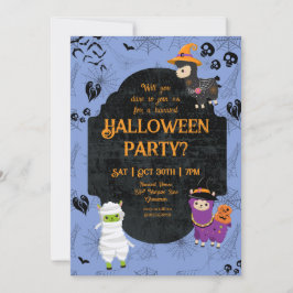 Cute Halloween Llama 1 Party Inbjudningar