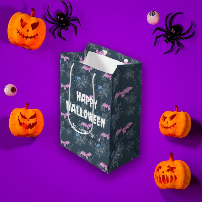 Cute Halloween med spindlar och fladdermus, anpass (Cute Halloween with spiders and bats, customizable Medium Gift Bag
)