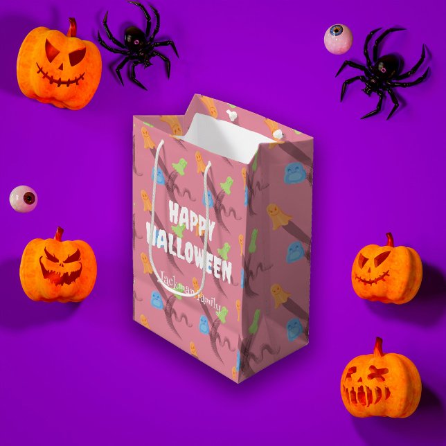 Cute Halloween med spöken, anpassningsbar (Cute Halloween with ghosts, custom Medium Gift Bag
)