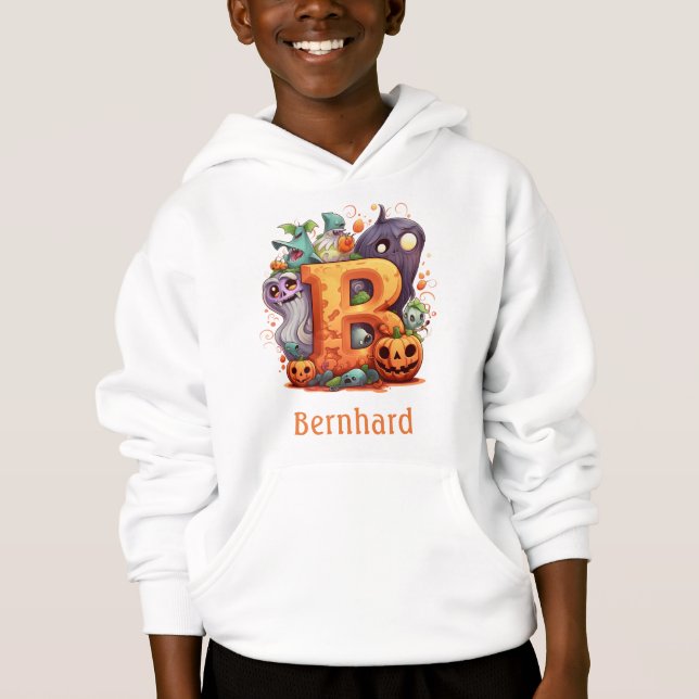 Cute Halloween Monogram Brev B Hoodie T Shirt (Framsida)