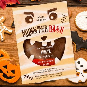 Cute Halloween-monster, andra födelsedag Inbjudningar