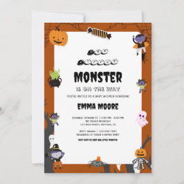 Cute Halloween Monster Baby Shower Design Inbjudningar