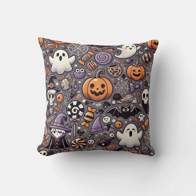 Cute Halloween Mönster Cushion Kudde (Framsida)