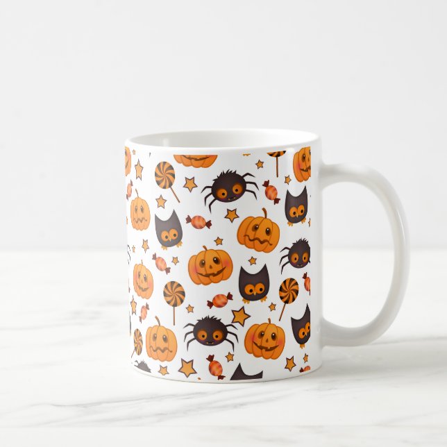 Cute Halloween Mönster Illustration Kaffemugg (Höger)