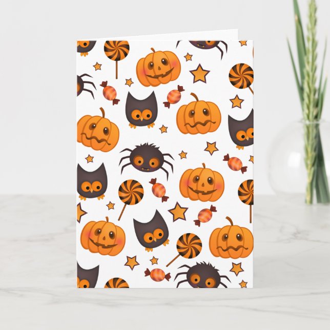 Cute Halloween Mönster Illustration Kort (Framsida)