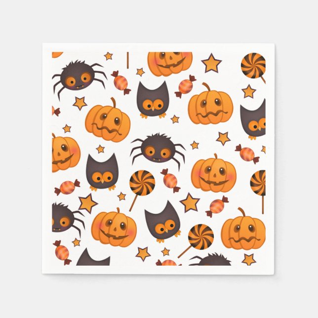 Cute Halloween Mönster Illustration Pappersservett (Framsidan)
