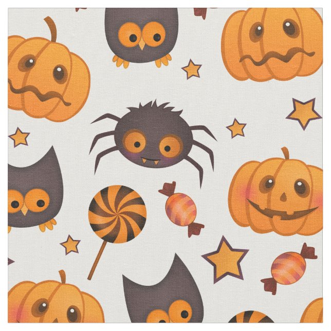 Cute Halloween Mönster Illustration Tyg (Närbild)