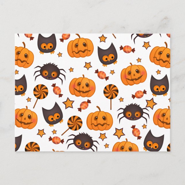 Cute Halloween Mönster Illustration Vykort (Framsida)