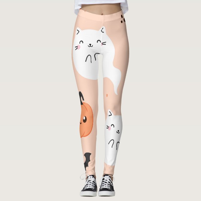 Cute Halloween Monster Leggings (Framsida)