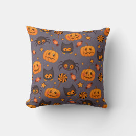Cute Halloween Mönster Lila Background Kudde