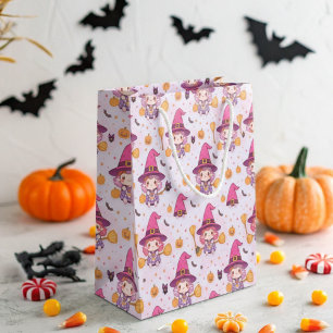 Cute Halloween Mönster med Pumpkins och häxa