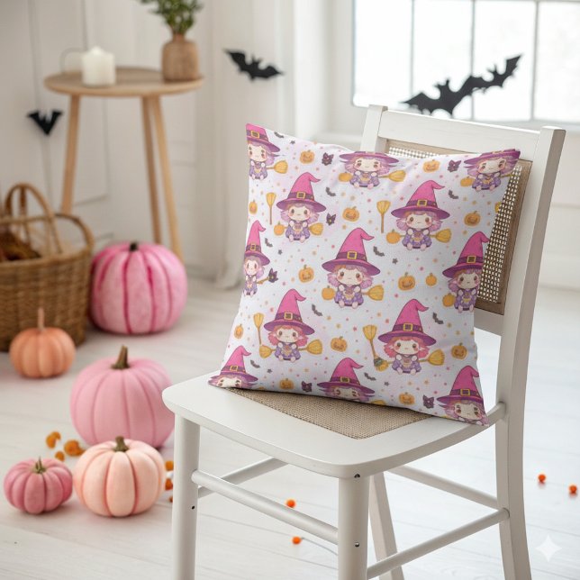 Cute Halloween Mönster med Pumpkins och Spöken Kudde (Skapare uppladdad)