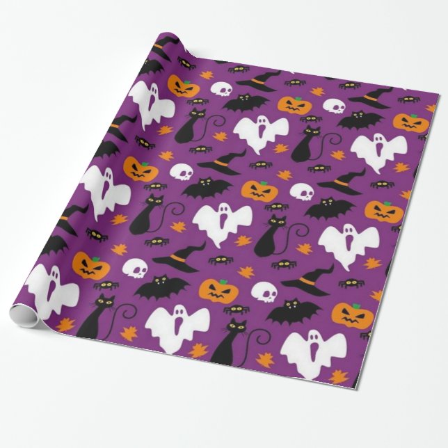 Cute Halloween Mönster Presentpapper (Utrullad)