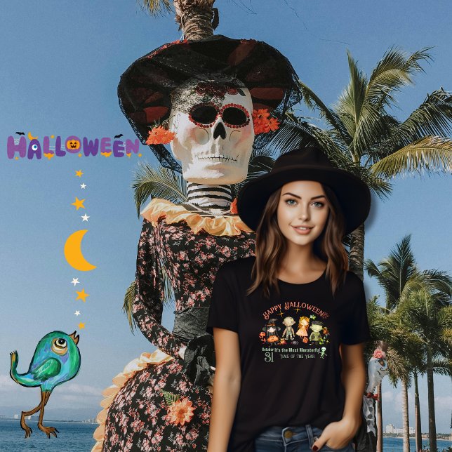 Cute Halloween Monsters Party T-Shirt (Cute Halloween Monsters Party T-Shirt Tri-Blend Shirt)