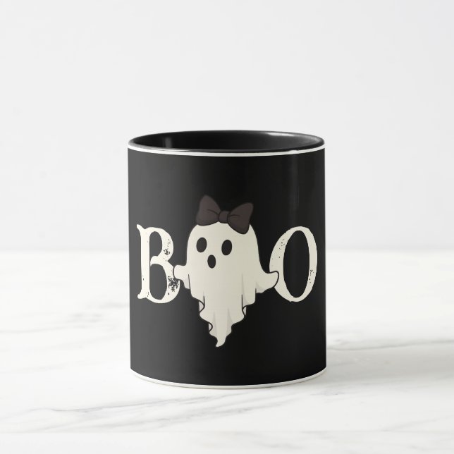 Cute Halloween Mugg - Boo Ghost med Bow (Center)