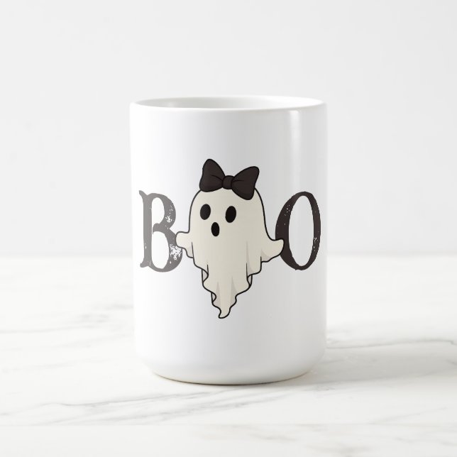 Cute Halloween Mugg - Boo Ghost med Bow (Center)