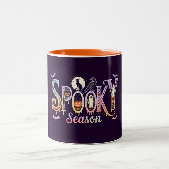 Cute Halloween Mugg, Spooky Season Halloween Två-Tonad Mugg (Center)