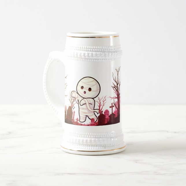 Cute Halloween Mummy in Spooky Graveyard - Funny & Sejdel (Framsida vänster)