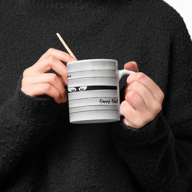 Cute Halloween Mummy Personlig Kaffemugg (Spooky Halloween Mummy Personalized mug.)