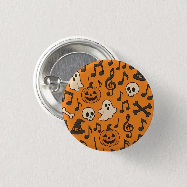 Cute Halloween Music Button Knapp (Framsida & baksida)