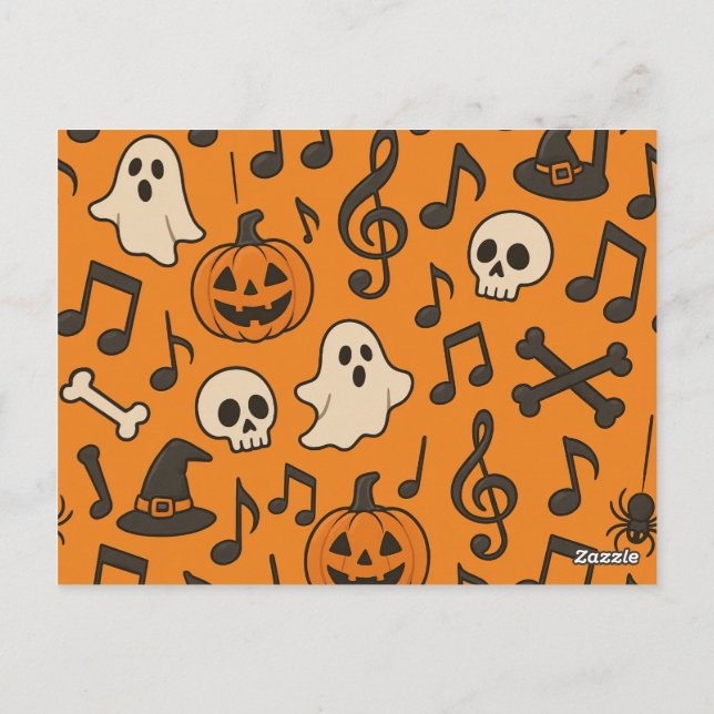 Cute Halloween Music postcard Vykort (Baksida)